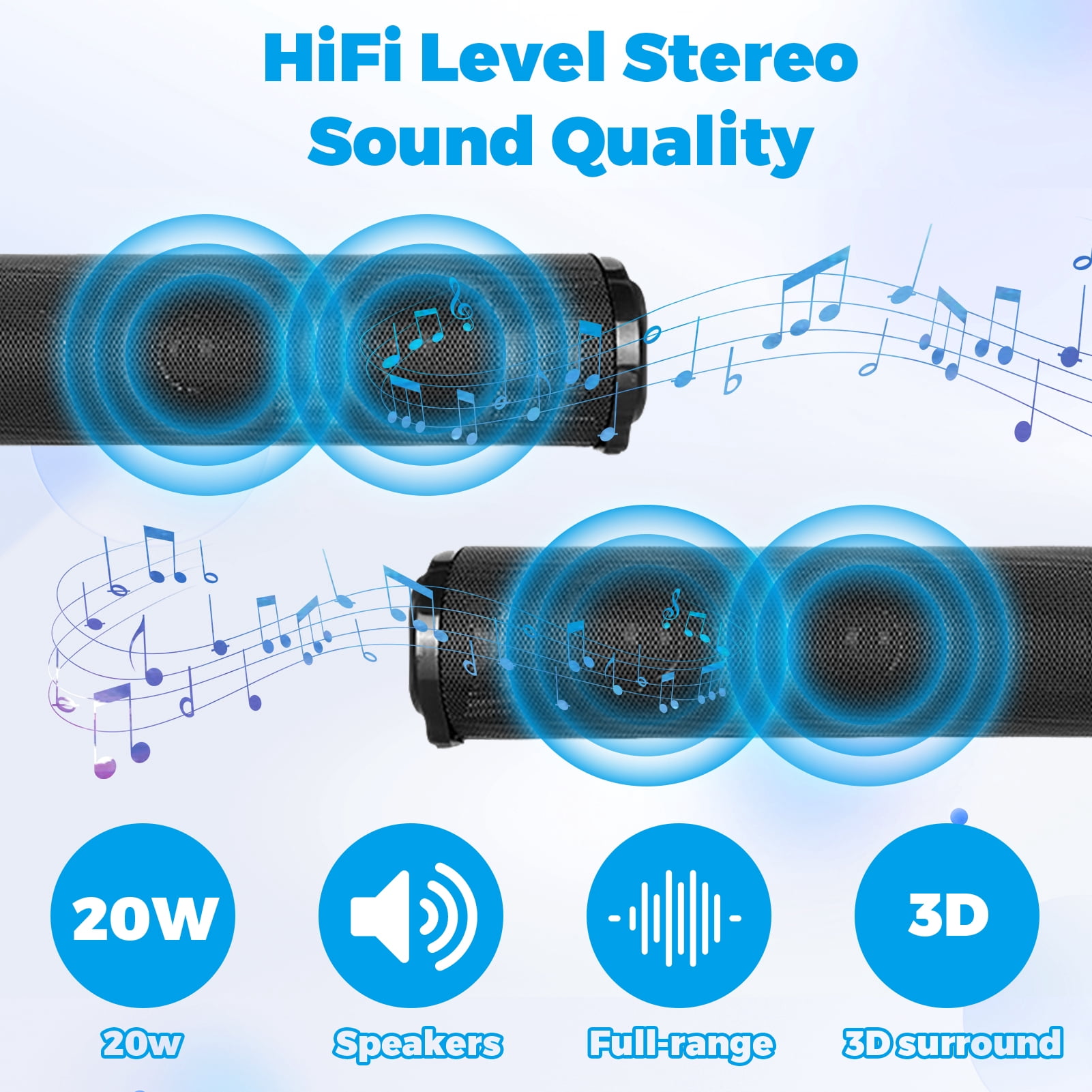 Sound Bar for TV Bluetooth 5.0 Surround Sound Speaker with Built-in Subwoofers & Remote, Home Theater Audio Sound Bar Work with Traditional or Smart TV, Computer