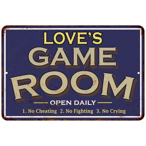 LOVE'S Blue Game Room Sign Metal Wall Decor 8x12 208120002262