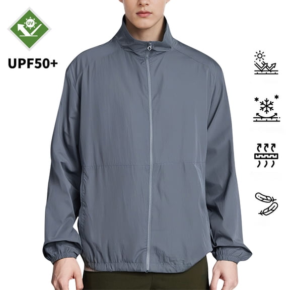 Gamivast Mens UV Protection Shirts Stand Collar Athletic Jacket Full Zip Track Jacket Lightweight Quick-Dry Running Gym Workout Outdoor Sport Top