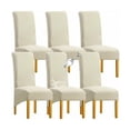 thumbnail image 1 of Fundas elásticas para sillas de comedor de jacquard, diseño elegante, ajuste universal, fundas lavables para proteger sillas de respaldo alto (juego de 6, beige), 1 of 5