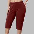 thumbnail image 2 of mgoYE Women's and Plus-Size Knee-Length Leggings Yoga Shorts for Ladies Indoor Outdoor Clothes(Red,2XL), 2 of 5