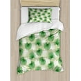 thumbnail image 1 of Leaf Twin Size Duvet Cover Set, Tropical Leaf of Palm Tree Livistona Rotundifolia Island Jungle Foliage, Decorative 2 Piece Bedding Set with 1 Pillow Sham, Green Pale Green White, by Ambesonne, 1 of 3