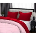 thumbnail image 5 of D.N.G. BEDDINGS 3 Piece Luxury Reversible Diamond Pattern Comforter Set Premium Super Soft, All Season 800 TC, 100% Egyptian Cotton King/California King Size Light Pink-Red Color, 5 of 7