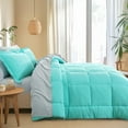thumbnail image 5 of RUIKASI 7 Pieces Turquoise/Light Grey Queen Bed Comforter Set with Sheets - Bed in a Bag with Comforter and All Season Sheets, Pillowcases, 5 of 7