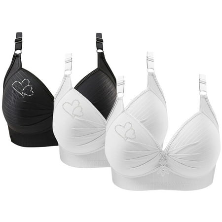 FUNUONY 2025 New Women s Push Up Bra Underwire Plunge Full Coverage Bras 3 Pack Sports Bras for Women Comfortable V Neck No Underwire Bra Adjustable Strap Breathable Soft Bras Black Xxl