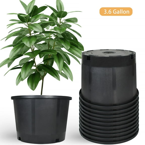 10 Pack 3.6 Gallon Nursery Pot, Nursery Container Injection Molded Pot Fit for Plants Soil Growers or Hydroponics, Black