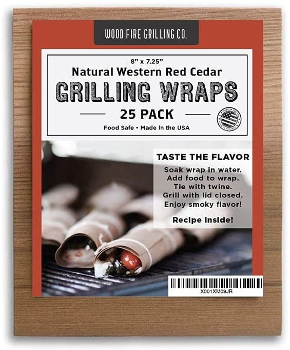 Wood Fire Grilling Co. 8x7.25" Cedar Wraps 25 Pack