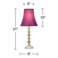 thumbnail image 6 of 360 Lighting Bohemian Country Cottage Accent Table Lamp 21" High Orchid Stacked Glass Off White Bell Shade for Bedroom Living Room Bedside Nightstand, 6 of 7
