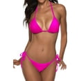 thumbnail image 2 of Top-kevin Women Solid Color Two Piece Swimsuit Sexy Swimwear Halter String Triangle Bikini Sets, 2 of 5