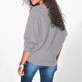 thumbnail image 5 of Baqcunre Long Sleeve T Shirt Women's Spring And Autumn Leisure Off Shoulder Long Sleeve Collar High Waist Collar T Shirt Top Pullover Sweater Crewneck Sweatshirts Womens Fall Tops Grey M, 5 of 6