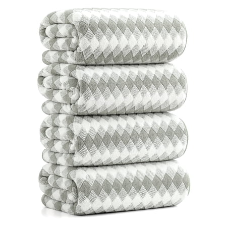 Smuge 4 Pack Bath Towels Extra Large 35 x 70 Highly Absorbent Quick Dry Bath Towels Oversized Microfiber Bath Sheets Soft Luxurious Towels for Bathroom Kitchen Spa Hotel Gym (Gray Green)