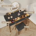 thumbnail image 2 of ENXING Makeup Vanity Set, Modern Vanity Desk with Mirror and Lights, Small Dressing Makeup Table and Chair with Leather Surface for Bedroom, 2 Drawers, Easy Assembly for Teen Girls Women, 2 of 7