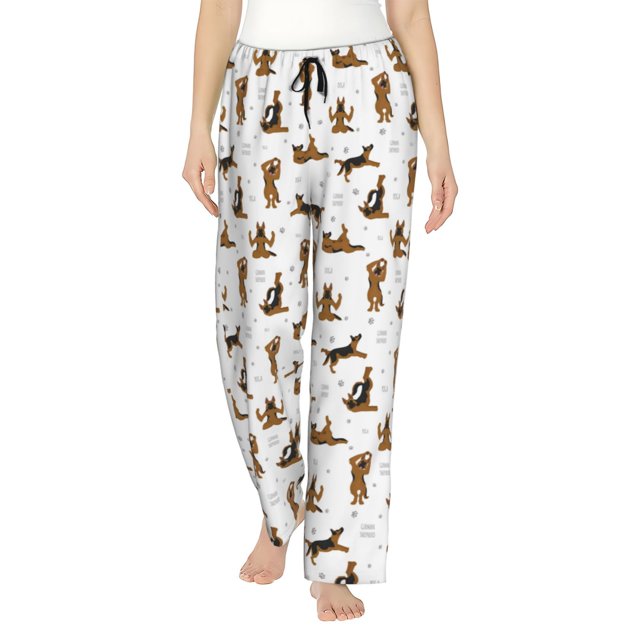 Fotbe German Shepherd Dog Pantalones de Pijama para Mujer, Pantalones de Dormir, Pantalones Pj con Cordón y Bolsillos-Medium