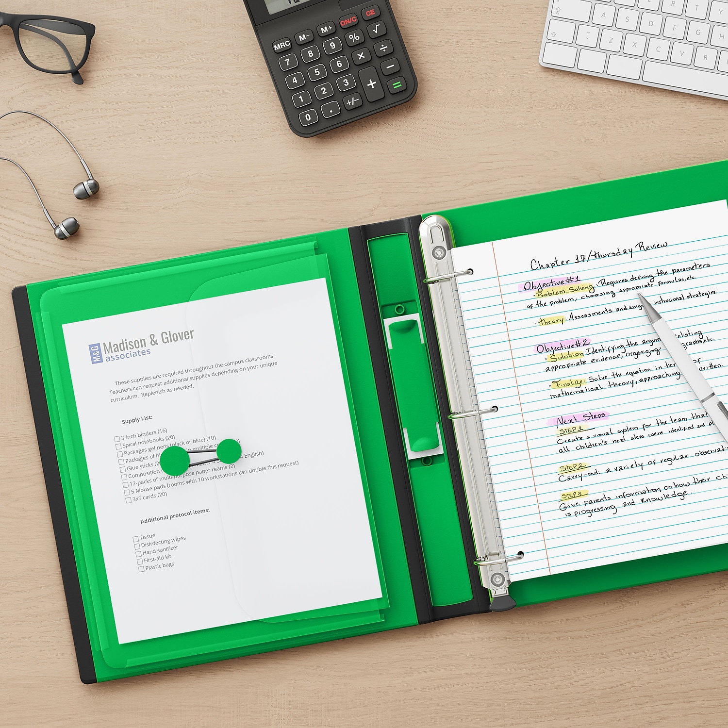Staples Better 1" 3-Ring D-Ring Binder, Green photo 5