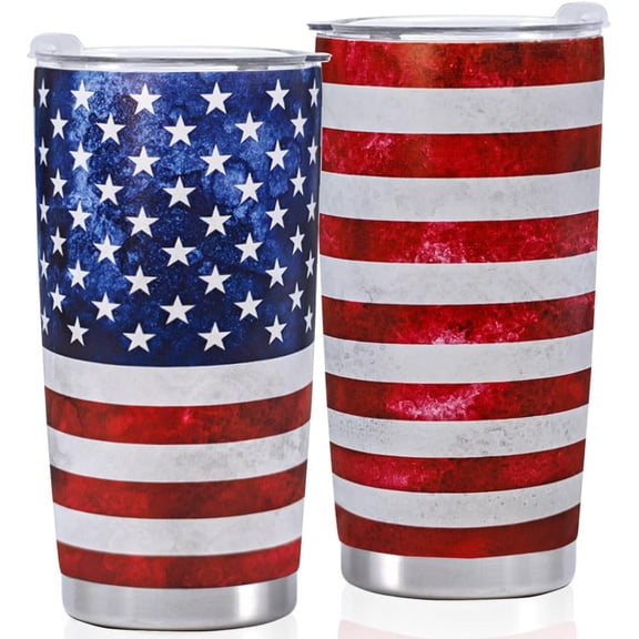 4th Of July Patriotic American Flag Tumbler Gifts for Dad Men Insulated Independence Cups USA Memorial Stainless Steel Day With Lids 20oz Christmas