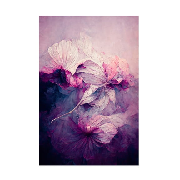 Canvas Wall Art - Treechild 'Purple Peony' Wall Art for Living Room, Bedroom, or Office D?cor by Trademark Fine Art - 12 x 19 Inches