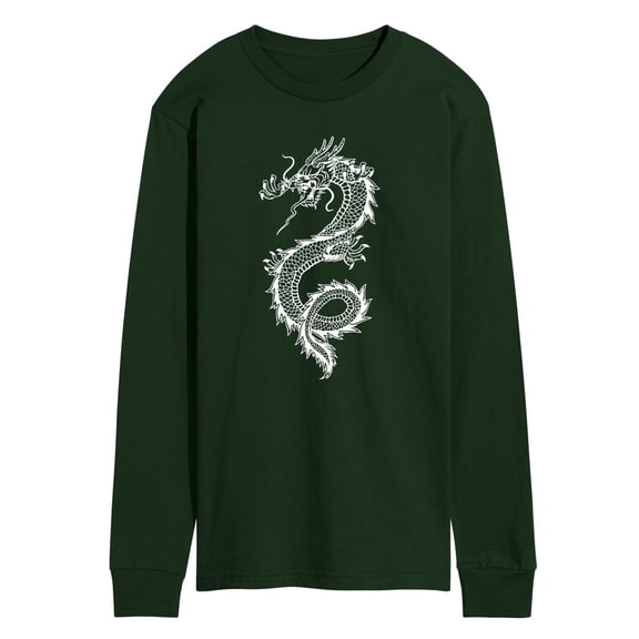 Instant Message - Chinese Dragon White Long Sleeve Graphic T-Shirt
