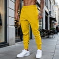 thumbnail image 5 of Havenx Mens Sweatpants Tapered Legs Drawstring Jogging Pants with Pockets Elastic Waist Open Bottom Sweatpant Gym Lounge Athletic Workout Fall Winter Streetwear,Yellow S, 5 of 8