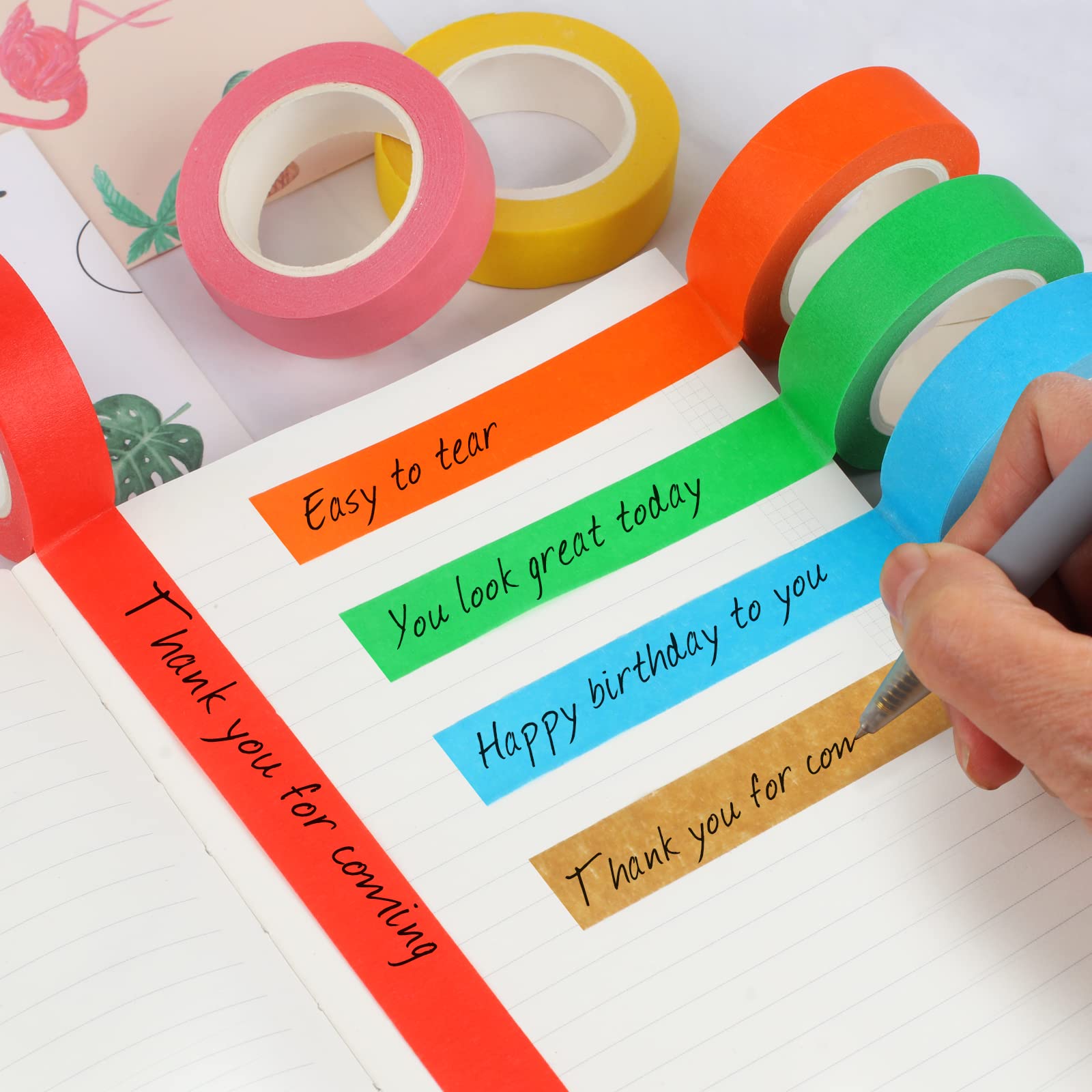 12PCS Colored Masking Tape,DIY Craft Tape, Colored Tape Rolls, Colored Painters Tape, 1.7cm x 12m (2/3In x 13Yards)