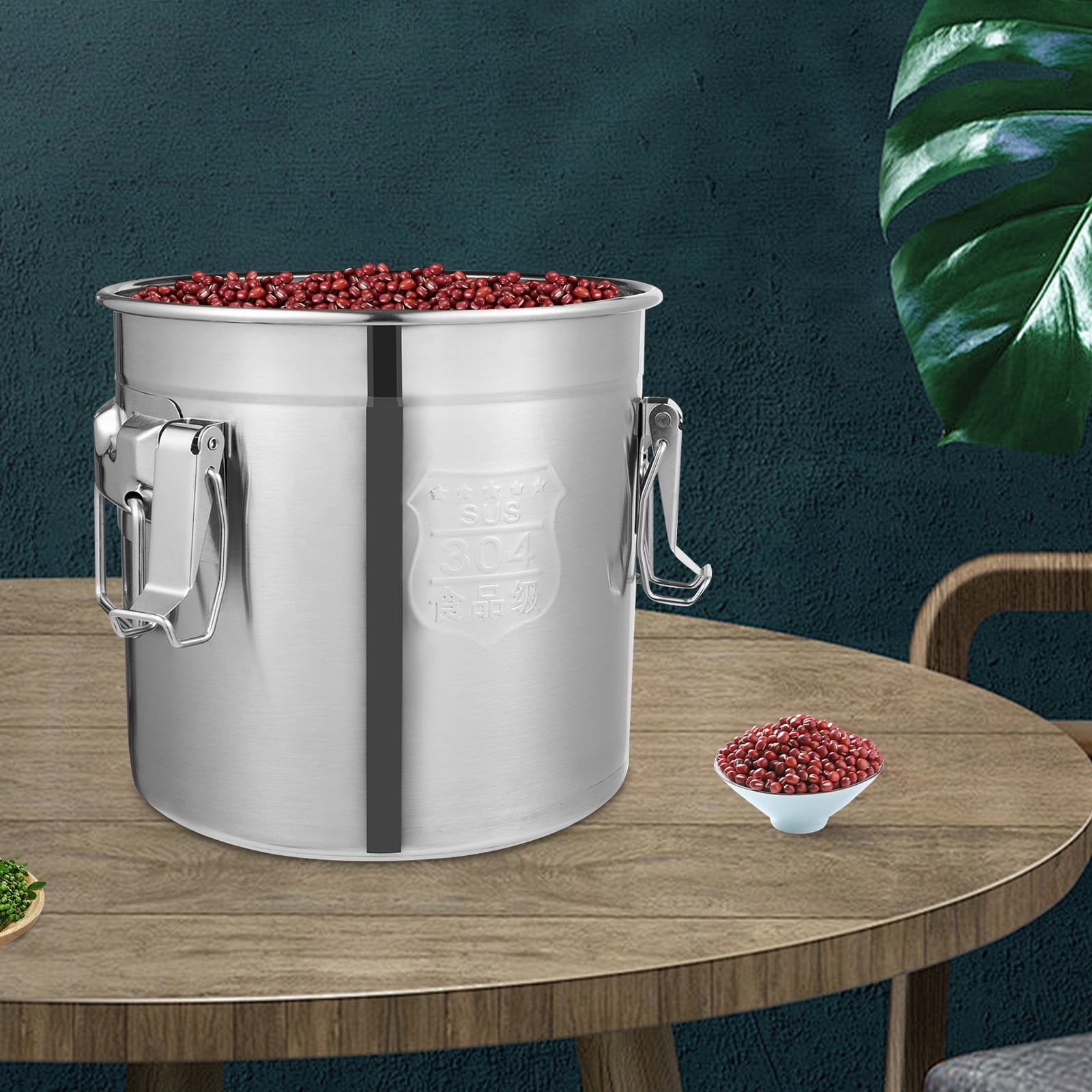 304 Stainless Steel Airtight Canister for Kitchen, 3.2Gal Canisters Container with Lids and Sturdy Locking Clamp,Bucket Food Storage Containers Airtight for Flour Coffee Bean Tea (12L)