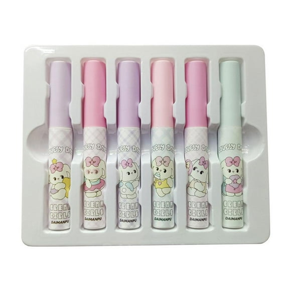 Cat Soft Velvet Lip Glaze Set Matte Matte Easy To Color Pseudo Plain Makeup Long-Lasting Color Lipstick 2G*6