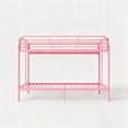 thumbnail image 6 of Kacho Metal Bunk Bed, Twin Over Twin Bunk Bed with Safety Full-Length Guardrail and 2 Ladders, Space Saving Bunk Bed for Adults Teens, Twin Bunk Bed for Bedroom, Dorm, Easy Assembly, Noise Free, Pink, 6 of 7