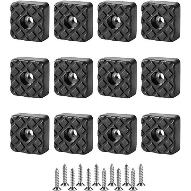 JM 12 piezas de pies de goma antideslizantes (30 mm), incluidos accesorios de instalación, tapetes de goma para muebles, patas de sillas y protectores de piso cuadrados de goma negra, patas de mesa y sillas antideslizantes y protectores de piso, con tornillos, para muebles y sillas de jardín JM