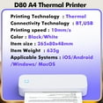 thumbnail image 4 of Tignapoo D80 A4 Thermal Printer with Bluetooth & USB, 203dpi, Multi-Size Printing (2in-8.5in), Tattoo/Web/Text/Image/Exam Printing, Built-in Battery, Includes A4 Paper Roll, White/Black Options, 4 of 6
