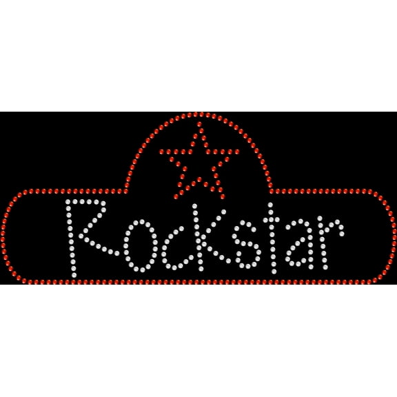 Rhinestone Bling Sparkle Iron On Transfer DIY Rockstar Star Sign Red