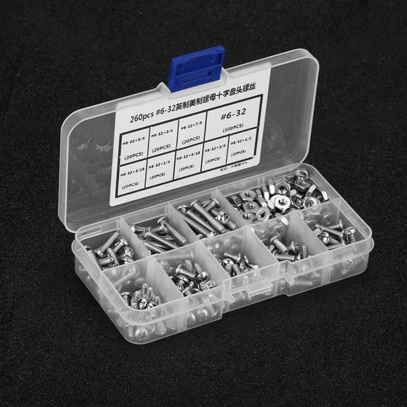 Pan Head Screws  Pan Head Machine Screws  Stainless Steel Pan Head Screw 260pcs /set #6-32 Stainless Steel Cross Pan Head Machine Screws Assortment Kit