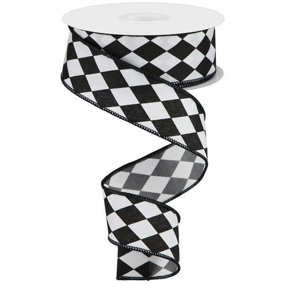 1.5" Harlequin Ribbon: Black (10 Yards)