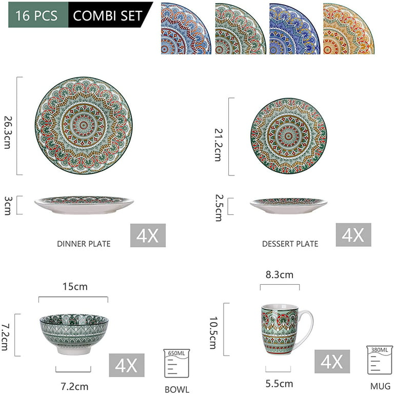 Kare Design  Dish Set Sicilia Mandala Grey (16-part)