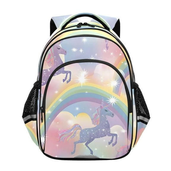 ALAZA Glitter Unicorns and Rainbows School Backpack Elementary Bag Bookbag Travel Rucksack