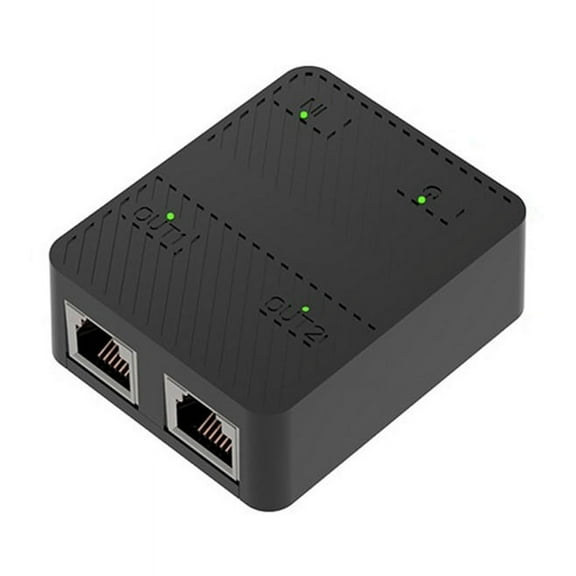 2 Port Gigabit Network Switch RJ45 Switch Network Splitter Cable Extender 1000mbps Selector Adapter 1 in 2 Out Black