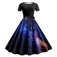 thumbnail image 1 of Vestido Floral de Manga Corta para Mujeres de Moda Casual Impreso de Rodilla Alta Cuello Redondo Longitud Regular, 1 of 8