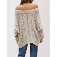 thumbnail image 4 of Women Off Shoulder Sweater Long Sleeve Knit Sweater Loose Pullover Jumper Tops Khaki XL, 4 of 9
