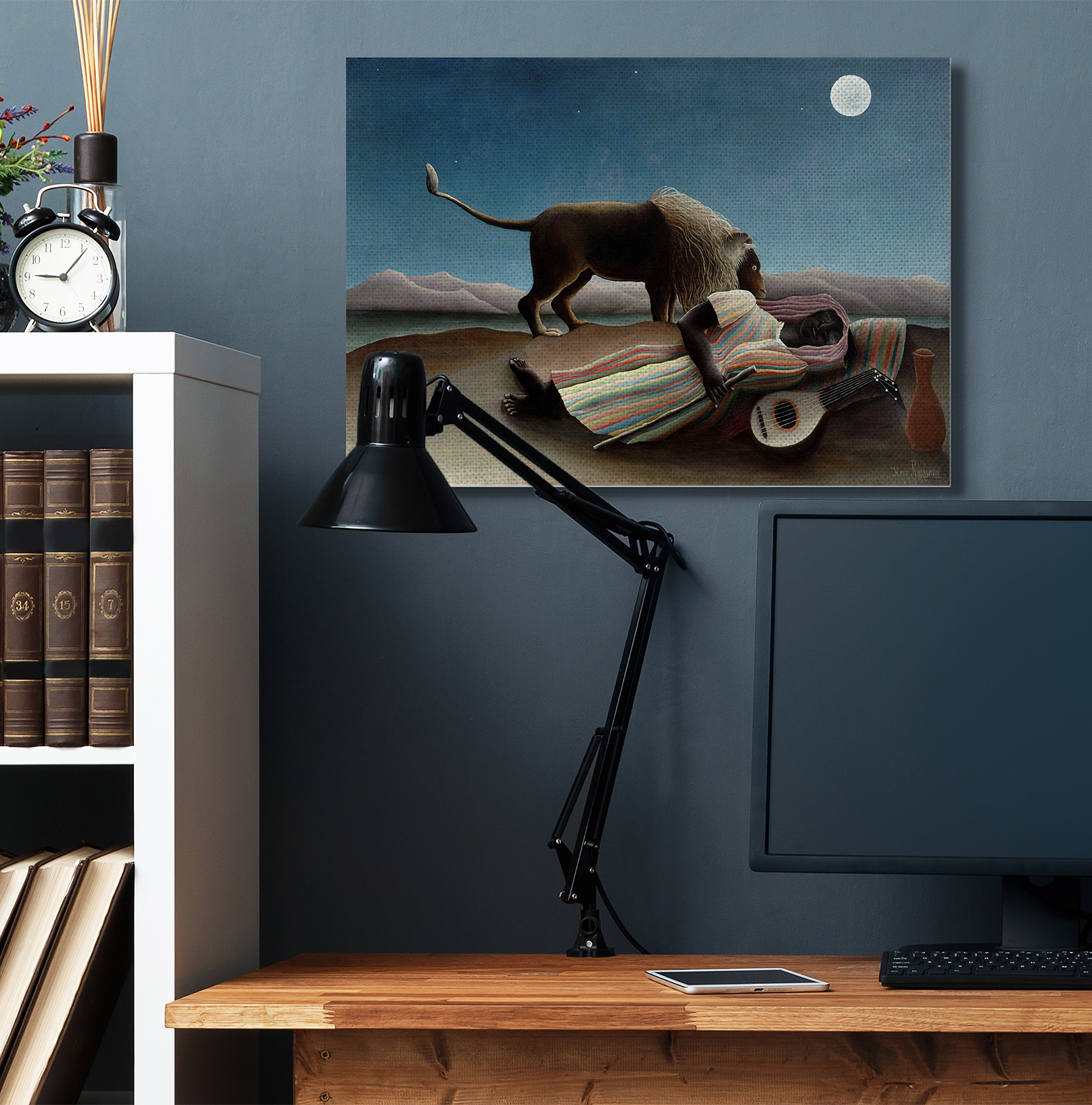 Stupell Home Décor Desert Night Lion and Traveler Classic Painting Canvas Wall Art by Henri Rousseau