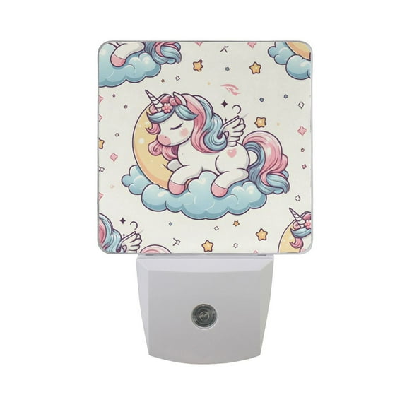 Cute Unicorn Pegasus Sleep Night Light 2 Pack LED Nightlight Plug into Wall Dusk to Dawn Sensor Soft White