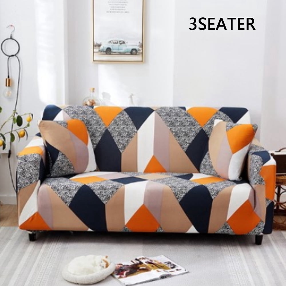 New Reversible Quilted Geo Print Furniture Sofa Protector Grey Natural Geometric 