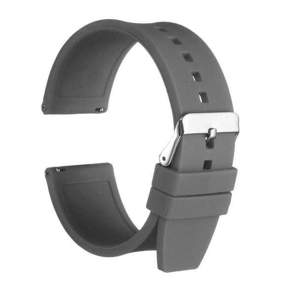 Uxcell Silicone Watch Band 26mm Quick Release Flexible Soft Rubber Watch Strap with Stainless Steel Silver Clasp Replacement Wristband for Men Women, Grey