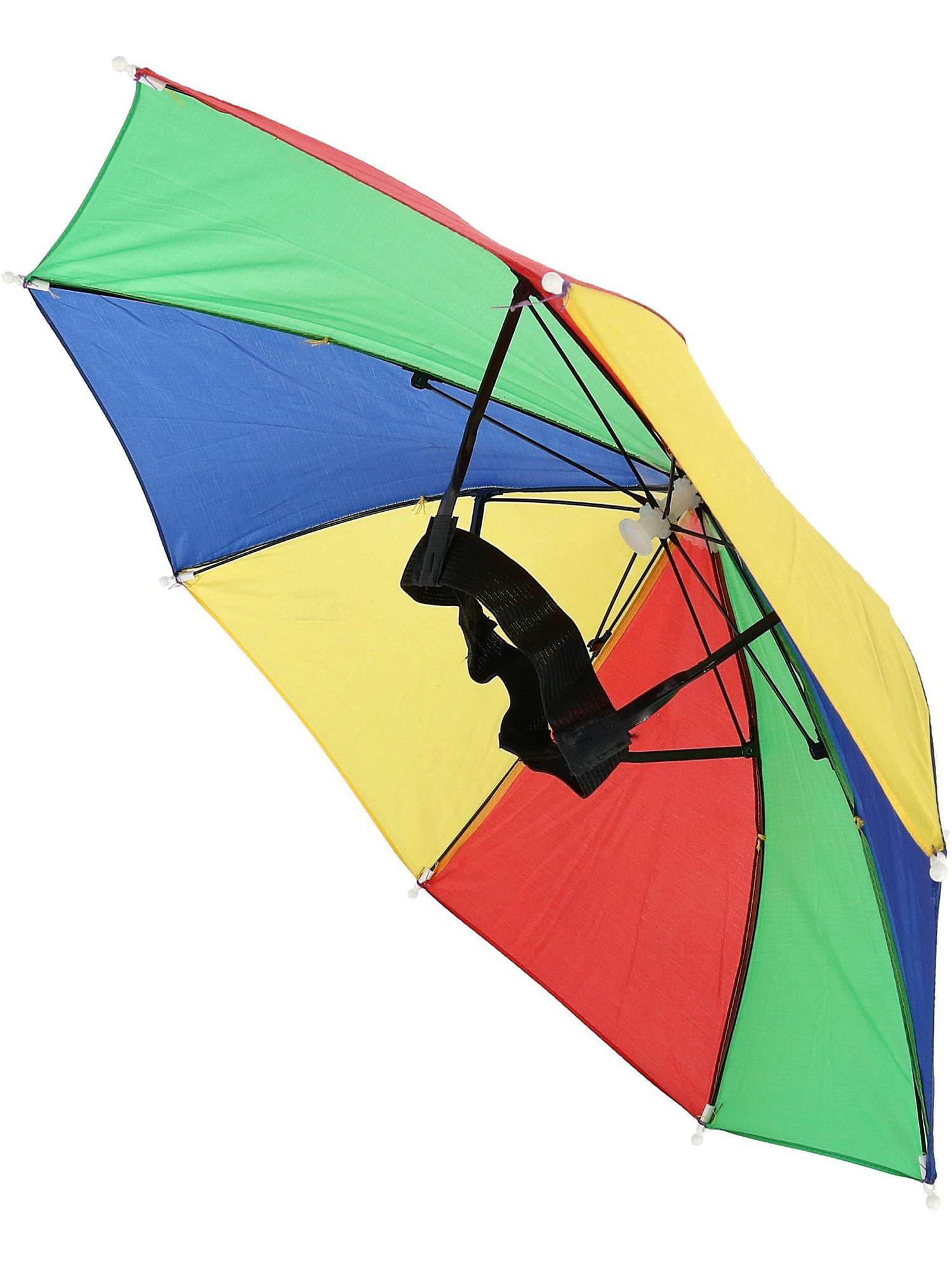 Adult Novelty Umbrella Hat Waterproof Rainbow Hiking Fishing Brolly Dress L