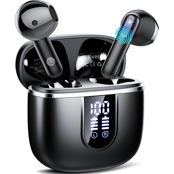 Wireless Earbuds, Bluetooth Ear Buds 5.4 Mini HiFi Stereo with 4 ENC Noise Cancelling Mics Wireless Headphones, 40H in Ear Earphones, USB C, IP7 Waterproof Bluetooth Headphones for Sports, Workout