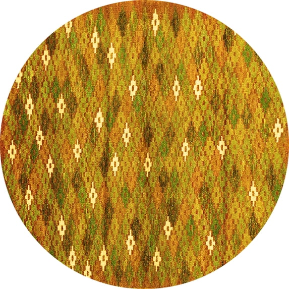 Ahgly Company Indoor Round Southwestern Yellow Country Area Rugs, 6' Round