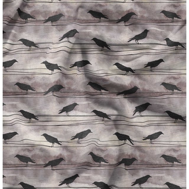 Soimoi Pink Rayon Fabric Crow Bird Print Sewing Fabric Yard 42 Inch Wide