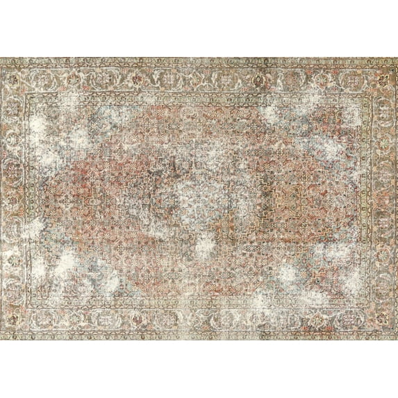 Ahgly Company Machine Washable Indoor Rectangle Traditional Dark Almond Brown Area Rugs, 8' x 12'