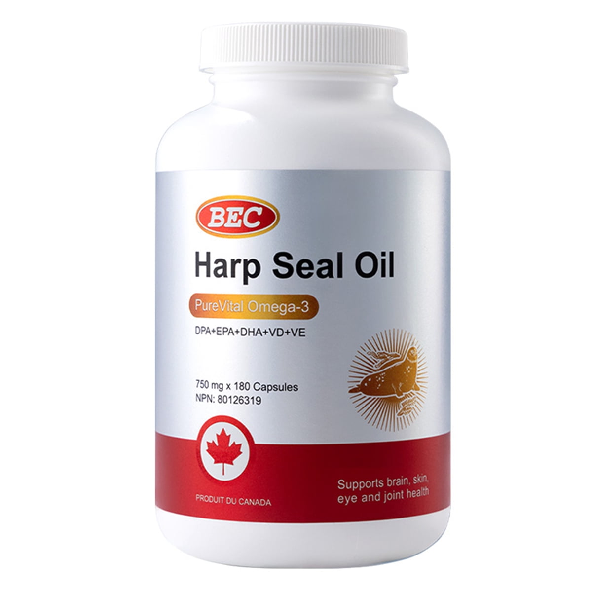 Bec Soda Inc BEC Harp Seal Oil PureVital Omega-3 Plus Vitamin D & E