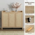 thumbnail image 5 of SICOTAS Rattan Shoe Cabinet with 3 Doors, 6-Tier Adjustable Shelf, 57.24" Shoe Storage Cabinet for Entryway Furniture, Light Oak 2, 5 of 9