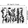 1PC Ocean Theme Stencil 11.7x8.3inch Seaweed Sea Fish Plastic Drawing ...