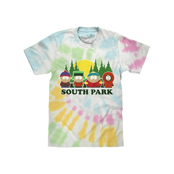 Tee Luv Men's Faded South Park Cartoon Cast Tie Dye Shirt (S)