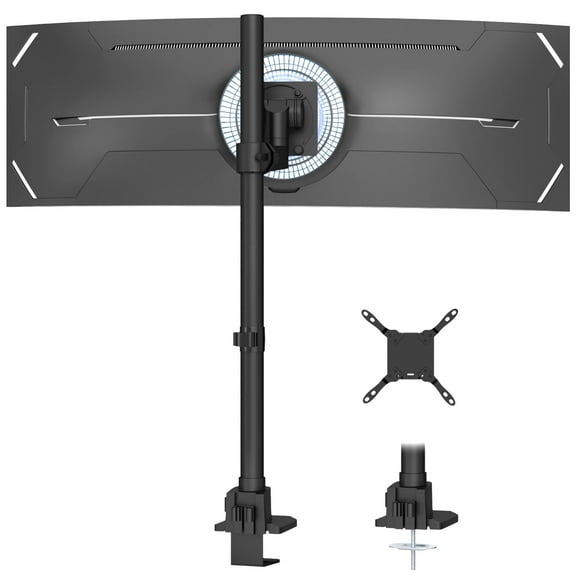 PUTORSEN Heavy Duty Monitor-Arm Ultrawide for 24-57’’ - Extra Tall Aluminum Single Monitor Mount Holds up to 59.4 lbs, Adjustable Desk Mount Stand, VESA 75/100/200 mm, Black
